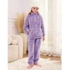 imageFlygo Girls Boys Fuzzy Pants Set Fleece Sweatsuit Flannel Fluffy 14 Zip Sweatshirt Pants Sets 2 Piece Outfits 514YearsPurple