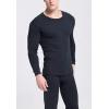 imageFlygo Men Thermal Underwear Set Ultra Soft Long Johns Set Base Layer Tops and BottomsBlack Grayround Neck