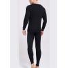 imageFlygo Men Thermal Underwear Set Ultra Soft Long Johns Set Base Layer Tops and BottomsBlack Grayround Neck