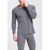 imageFlygo Men Thermal Underwear Set Ultra Soft Long Johns Set Base Layer Tops and BottomsDark Hemp Grayround Neck