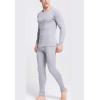 imageFlygo Men Thermal Underwear Set Ultra Soft Long Johns Set Base Layer Tops and BottomsLight Hemp Grayround Neck