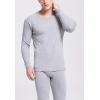 imageFlygo Men Thermal Underwear Set Ultra Soft Long Johns Set Base Layer Tops and BottomsLight Hemp Grayround Neck