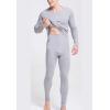 imageFlygo Men Thermal Underwear Set Ultra Soft Long Johns Set Base Layer Tops and BottomsLight Hemp Grayround Neck