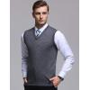 imageFlygo Mens Basic Slim Fit VNeck Pullover Sweater Vest Wool Blend Knit VestDark Grey