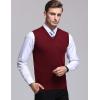 imageFlygo Mens Basic Slim Fit VNeck Pullover Sweater Vest Wool Blend Knit VestRed