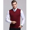 imageFlygo Mens Basic Slim Fit VNeck Pullover Sweater Vest Wool Blend Knit VestRed