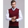 imageFlygo Mens Basic Slim Fit VNeck Pullover Sweater Vest Wool Blend Knit VestRed