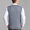 imageFlygo Mens Casual VNeck Argyle Knitted Pullover Sweater Vest Knitwear WaistcoatGrey