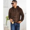 imageFlygo Mens Fuzzy Hoodie Sherpa Pullover Hoodies Casual Long Sleeve Hooded Sweatshirt Warm Fall Winter Fluffy SweaterBrown