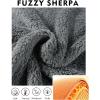 imageFlygo Mens Fuzzy Hoodie Sherpa Pullover Hoodies Casual Long Sleeve Hooded Sweatshirt Warm Fall Winter Fluffy SweaterGrey