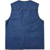 imageFlygo Mens Retro Washed Outdoor Collarless Work Safari Travel Denim Vest Sleeveless JacketBlue
