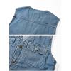 imageFlygo Mens Retro Washed Outdoor Collarless Work Safari Travel Denim Vest Sleeveless JacketLight Blue