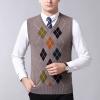 imageFlygo Mens Slim VNeck Argyle Sleeveless Pullover Sweater Knitted Business Golf Vest2 Camel