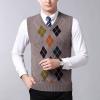 imageFlygo Mens Slim VNeck Argyle Sleeveless Pullover Sweater Knitted Business Golf Vest2 Camel
