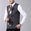 imageFlygo Mens Slim VNeck Argyle Sleeveless Pullover Sweater Knitted Business Golf Vest2 Grey