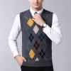 imageFlygo Mens Slim VNeck Argyle Sleeveless Pullover Sweater Knitted Business Golf Vest2 Grey