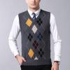 imageFlygo Mens Slim VNeck Argyle Sleeveless Pullover Sweater Knitted Business Golf Vest2 Grey