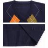 imageFlygo Mens Slim VNeck Argyle Sleeveless Pullover Sweater Knitted Business Golf Vest2 Navy