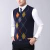 imageFlygo Mens Slim VNeck Argyle Sleeveless Pullover Sweater Knitted Business Golf Vest2 Navy