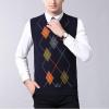 imageFlygo Mens Slim VNeck Argyle Sleeveless Pullover Sweater Knitted Business Golf Vest2 Navy