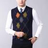 imageFlygo Mens Slim VNeck Argyle Sleeveless Pullover Sweater Knitted Business Golf Vest2 Navy