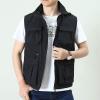 imageFlygo Mens Utility Casual Hooded Outdoor Work Fishing Travel Photo Vest Jacket with PocketsBlack