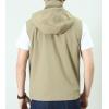 imageFlygo Mens Utility Casual Hooded Outdoor Work Fishing Travel Photo Vest Jacket with PocketsKhaki