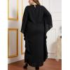 imageFlygo Muslim Abaya for Women Maxi Long Dresses Dubai Pendant Bat Sleeves Turkey African Caftan Kaftan Daily Casual One Size Black Front Lace
