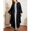 imageFlygo Muslim Abaya for Women Maxi Long Dresses Dubai Pendant Bat Sleeves Turkey African Caftan Kaftan Daily Casual One Size Black Front Lace