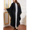 imageFlygo Muslim Abaya for Women Maxi Long Dresses Dubai Pendant Bat Sleeves Turkey African Caftan Kaftan Daily Casual One Size Black Front Lace