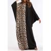 imageFlygo Muslim Abaya for Women Maxi Long Dresses Dubai Pendant Bat Sleeves Turkey African Caftan Kaftan Daily Casual One Size Black Leopard