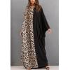 imageFlygo Muslim Abaya for Women Maxi Long Dresses Dubai Pendant Bat Sleeves Turkey African Caftan Kaftan Daily Casual One Size Black Leopard