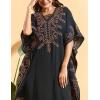 imageFlygo Muslim Abaya for Women Maxi Long Dresses Dubai Pendant Bat Sleeves Turkey African Caftan Kaftan Daily Casual One Size Coffee Black