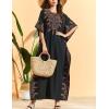 imageFlygo Muslim Abaya for Women Maxi Long Dresses Dubai Pendant Bat Sleeves Turkey African Caftan Kaftan Daily Casual One Size Coffee Black