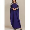 imageFlygo Muslim Abaya for Women Maxi Long Dresses Dubai Pendant Bat Sleeves Turkey African Caftan Kaftan Daily Casual One Size Navy
