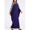 imageFlygo Muslim Abaya for Women Maxi Long Dresses Dubai Pendant Bat Sleeves Turkey African Caftan Kaftan Daily Casual One Size Navy