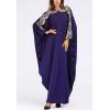 imageFlygo Muslim Abaya for Women Maxi Long Dresses Dubai Pendant Bat Sleeves Turkey African Caftan Kaftan Daily Casual One Size Navy