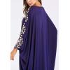 imageFlygo Muslim Abaya for Women Maxi Long Dresses Dubai Pendant Bat Sleeves Turkey African Caftan Kaftan Daily Casual One Size Navy