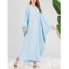 imageFlygo Muslim Abaya for Women Maxi Long Dresses Dubai Pendant Bat Sleeves Turkey African Caftan Kaftan Daily Casual One Size Sky Blue