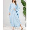 imageFlygo Muslim Abaya for Women Maxi Long Dresses Dubai Pendant Bat Sleeves Turkey African Caftan Kaftan Daily Casual One Size Sky Blue
