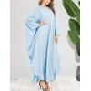 imageFlygo Muslim Abaya for Women Maxi Long Dresses Dubai Pendant Bat Sleeves Turkey African Caftan Kaftan Daily Casual One Size Sky Blue