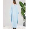 imageFlygo Muslim Abaya for Women Maxi Long Dresses Dubai Pendant Bat Sleeves Turkey African Caftan Kaftan Daily Casual One Size Sky Blue