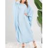 imageFlygo Muslim Abaya for Women Maxi Long Dresses Dubai Pendant Bat Sleeves Turkey African Caftan Kaftan Daily Casual One Size Sky Blue