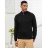 imageFlygo Quarter Zip Pullover Sweaters for Men Casual Long Sleeve Knitted Textured Mock Neck Polo SweaterBlack