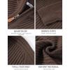 imageFlygo Quarter Zip Pullover Sweaters for Men Casual Long Sleeve Knitted Textured Mock Neck Polo SweaterBrown