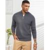 imageFlygo Quarter Zip Pullover Sweaters for Men Casual Long Sleeve Knitted Textured Mock Neck Polo SweaterDark Grey
