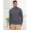 imageFlygo Quarter Zip Pullover Sweaters for Men Casual Long Sleeve Knitted Textured Mock Neck Polo SweaterDark Grey