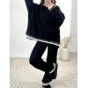 imageFlygo Sweater Sets Women 2 Piece Outfits Long Sleeve Pullover Sweater Tops Wide Leg Pants Lounge Set TracksuitsBlack