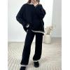 imageFlygo Sweater Sets Women 2 Piece Outfits Long Sleeve Pullover Sweater Tops Wide Leg Pants Lounge Set TracksuitsBlack