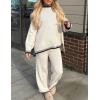 imageFlygo Sweater Sets Women 2 Piece Outfits Long Sleeve Pullover Sweater Tops Wide Leg Pants Lounge Set TracksuitsCream